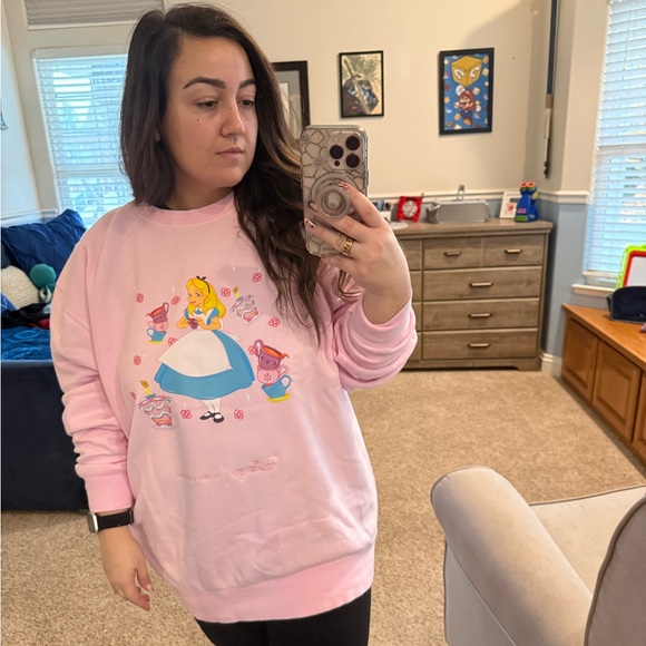 Stoney Clover Lane Tops - Stoney Clover Pink Disney Alice in Wonderland Sweatshirt